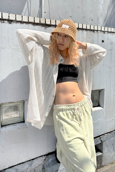 【RESTOCK】SUMMER KNIT SPIRAL BUTTON SHIRT -IVORY-